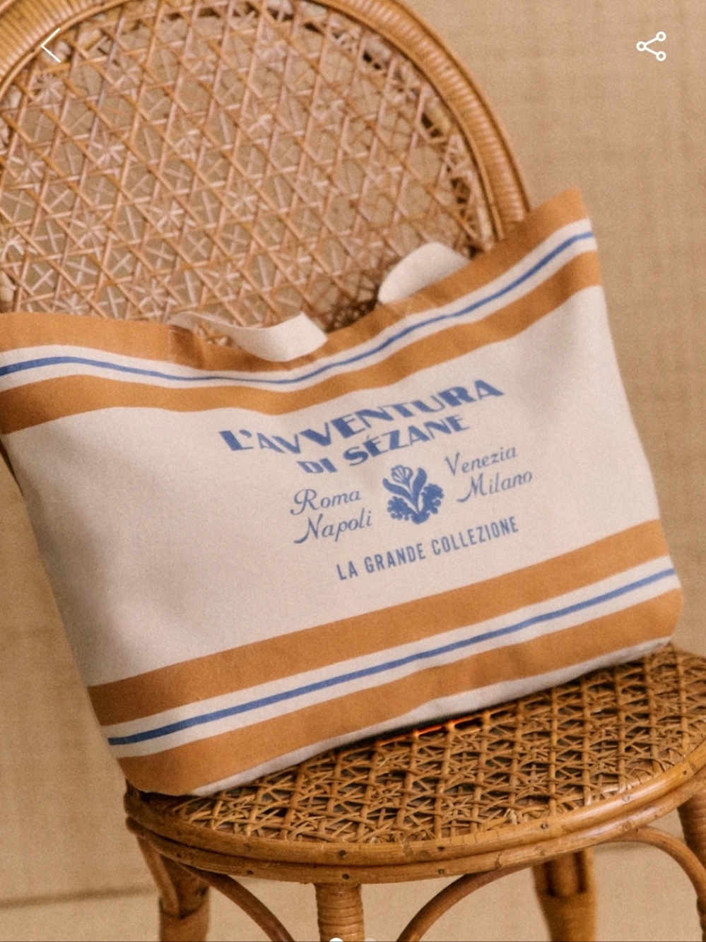 Sezane Ecru and Camel Striped L'Avventura Totebag